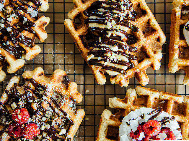 picture of different toppings on waffles